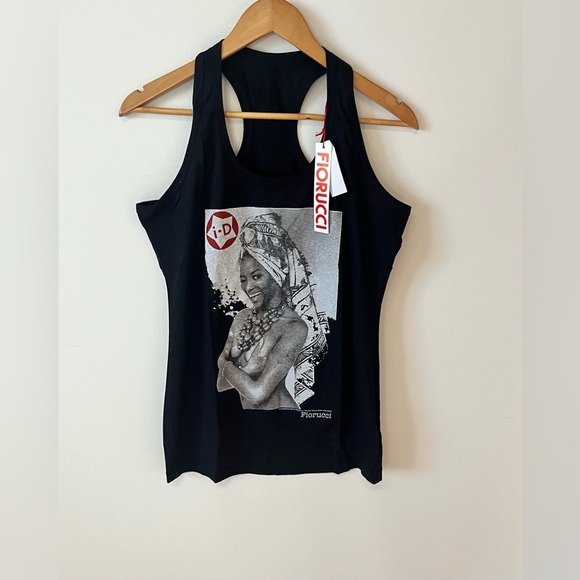 Fiorucci Women’s Naomi Campbell Graphic Black Tank Top Size Large - Picture 4 of 8